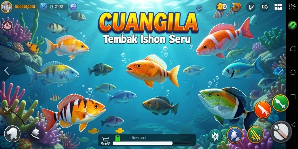 Cuplikan gameplay CUANGILA saat menembak ikan di laut yang indah.