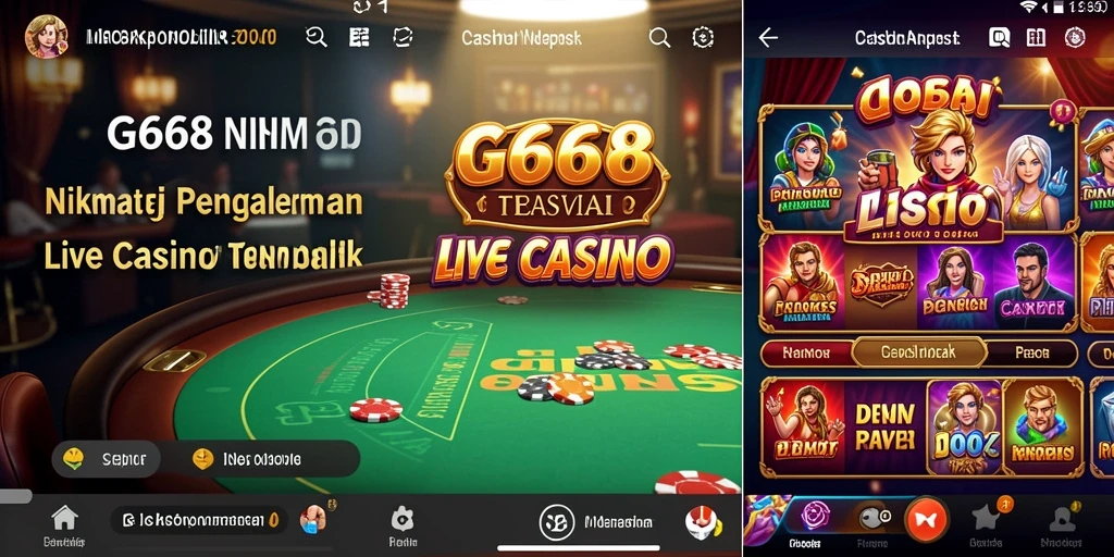 Tampilan gameplay G668 dengan dealer langsung dan suasana kasino yang menyenangkan.