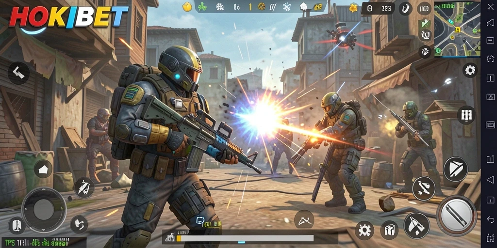 Screenshot gameplay HOKIBET menunjukkan aksi seru dalam permainan TPS.